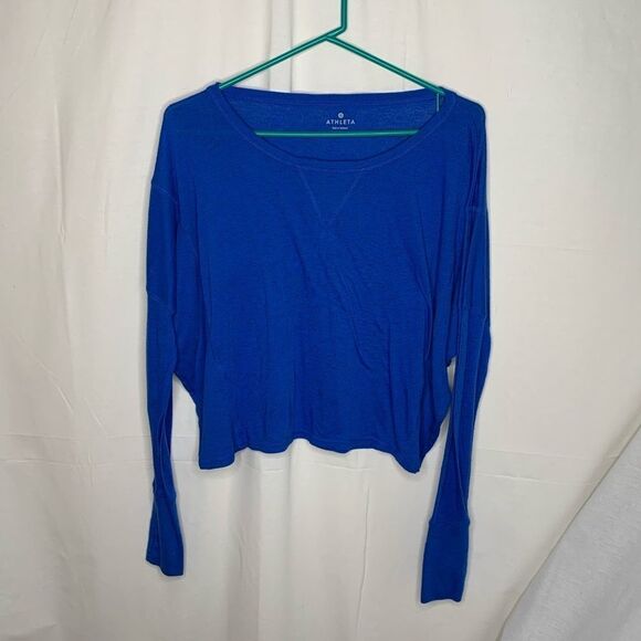 Athleta Twilly Top Macaw Blue Thumb Holes Pilled M - Picture 1 of 8